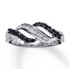 Thumbnail Image 1 of Previously Owned Black & White Diamond Ring 1/3 ct tw Baguette/Round 10K White Gold