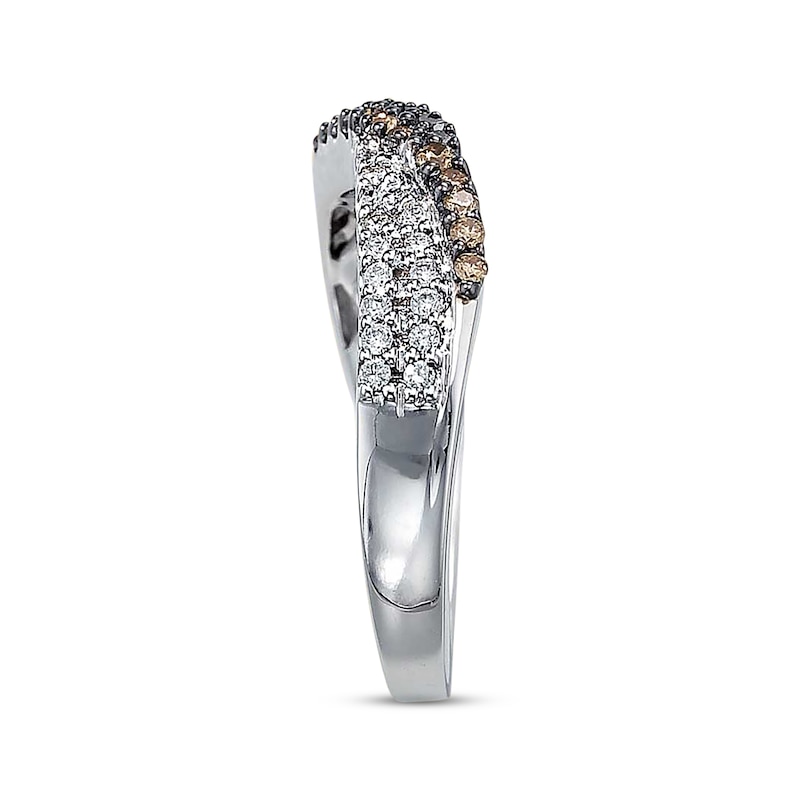 Main Image 3 of Previously Owned Brown & White Diamond Anniversary Band 1/2 ct tw Round-cut 14K White Gold