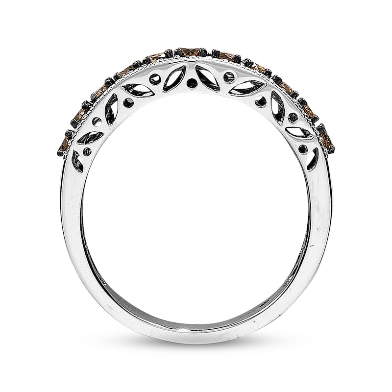 Main Image 2 of Previously Owned Brown & White Diamond Anniversary Band 3/4 ct tw Round-cut 14K White Gold