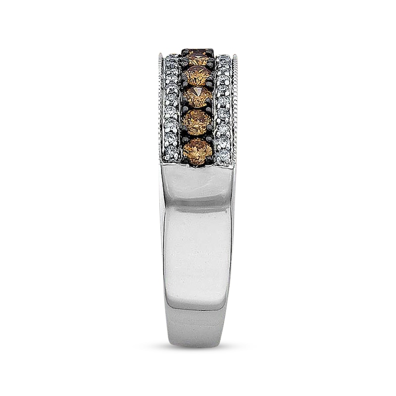 Main Image 3 of Previously Owned Brown & White Diamond Anniversary Band 3/4 ct tw Round-cut 14K White Gold
