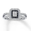 Thumbnail Image 1 of Previously Owned Black Diamond Ring Princess-Cut 10K White Gold