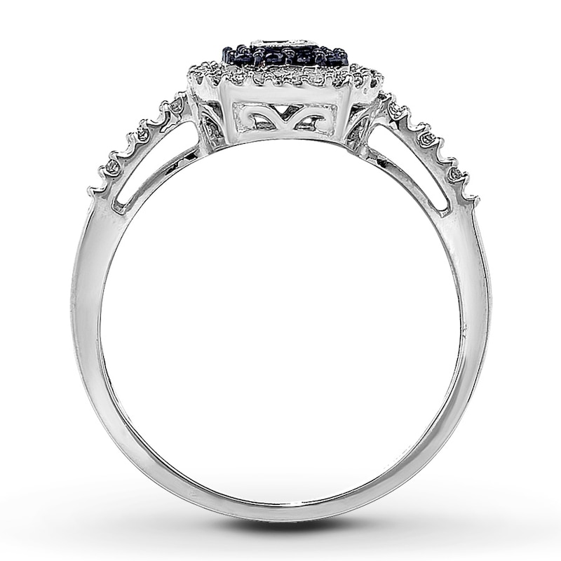 Main Image 2 of Previously Owned Black Diamond Ring Princess-Cut 10K White Gold