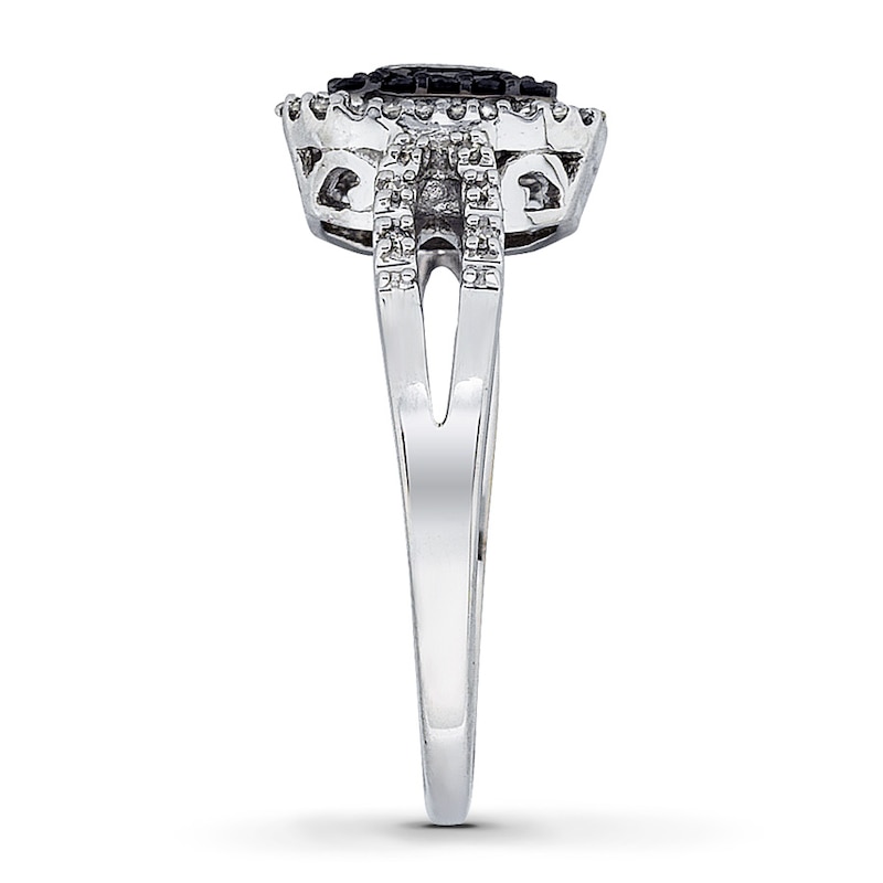 Main Image 3 of Previously Owned Black Diamond Ring Princess-Cut 10K White Gold