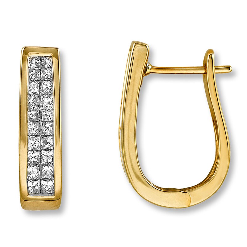 Main Image 1 of Previously Owned Diamond Hoop Earrings 1 ct tw 14K Yellow Gold