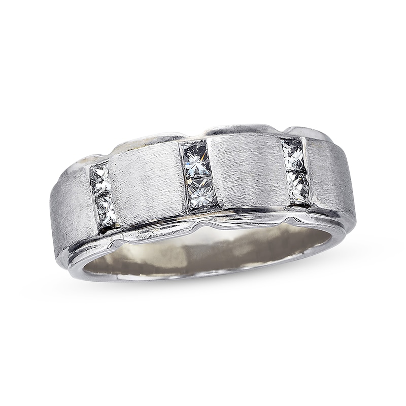 Main Image 1 of Previously Owned Men's Wedding Band 5/8 ct tw Square-cut Diamonds 14K White Gold Size 13.25