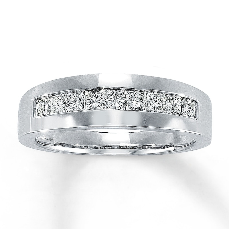 Main Image 1 of Previously Owned Men's Square-Cut Diamond Band 1 ct tw 14K White Gold