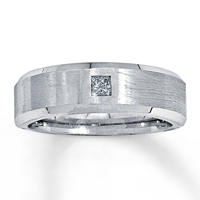 Main Image 1 of Previously Owned Men's Diamond Band 1/6 ct tw Square-cut 14K White Gold