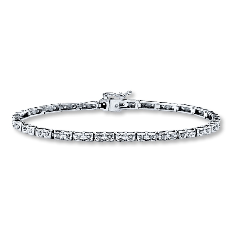 Main Image 1 of Previously Owned Diamond Bracelet 1/2 ct tw Round-cut 10K White Gold 7.25"