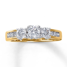 Previously Owned 3-Stone Engagement Ring 1 ct tw Round-cut Diamonds 14K Yellow Gold