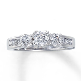 Previously Owned 3-Stone Engagement Ring 1 ct tw Round-cut Diamonds 14K White Gold
