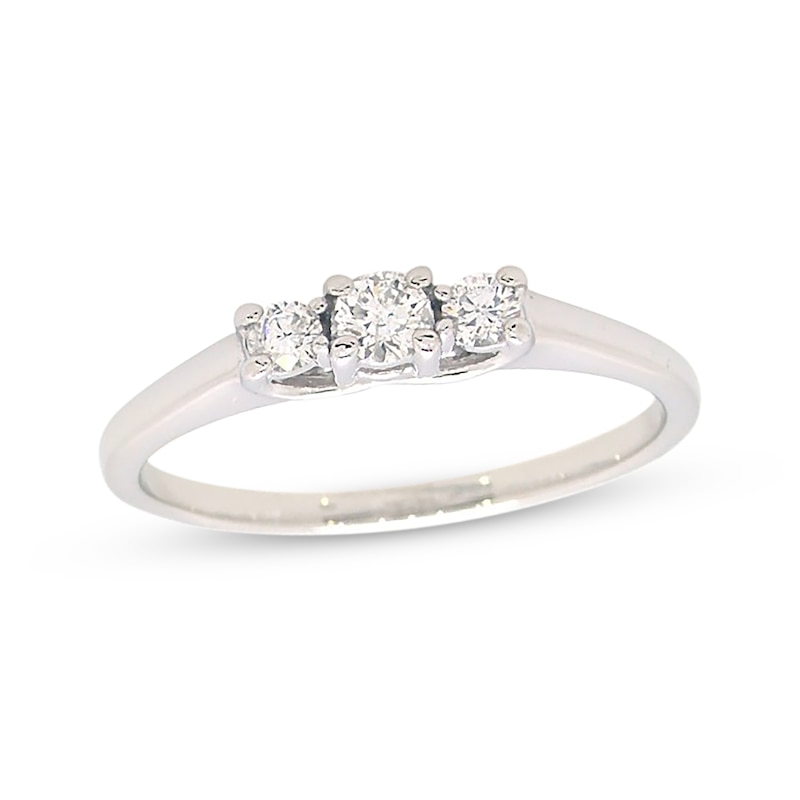 Previously Owned Three-Stone Diamond Engagement Ring 1/4 ct tw Round-cut 14K White Gold/Platinum