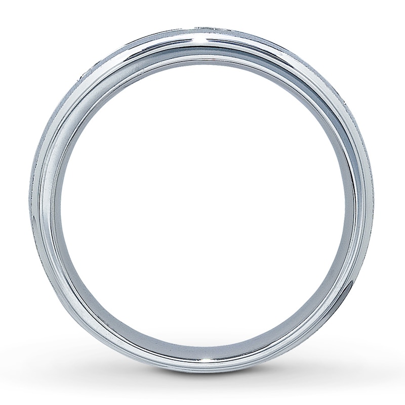 Main Image 2 of Previously Owned Men's Diamond Wedding Band 1/6 ct tw Round-cut 10K White Gold