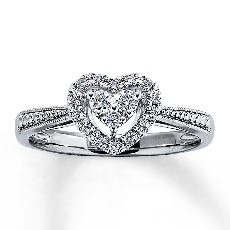 Main Image 1 of Previously Owned Diamond Heart Ring 1/5 ct tw 14K White Gold