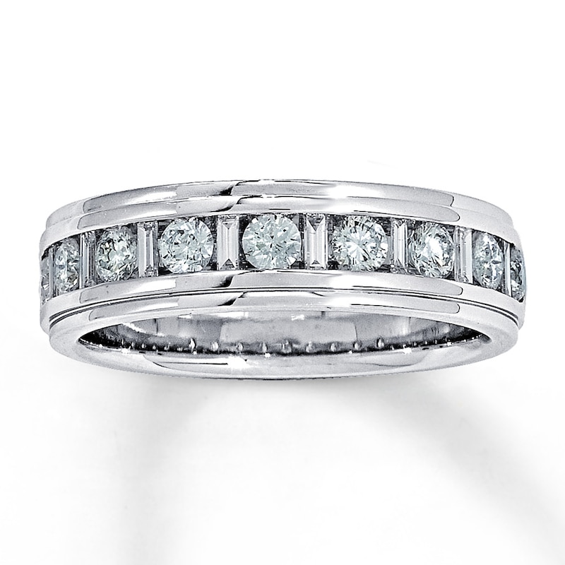 Main Image 1 of Previously Owned Men's Diamond Band 1 carat tw Round-cut 14K White Gold