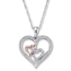 Thumbnail Image 1 of Previously Owned Diamond Heart Necklace 1/4 ct tw Sterling Silver & 10K Rose Gold 18"