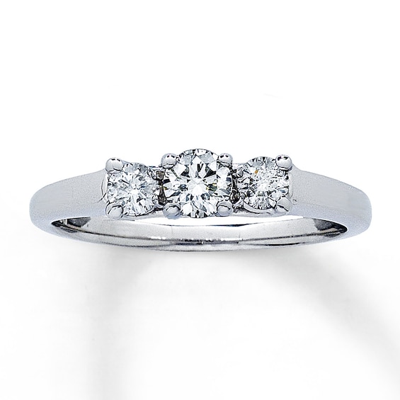 Previously Owned Three-Stone Diamond Ring 1/2 ct tw Round-cut 14K White Gold