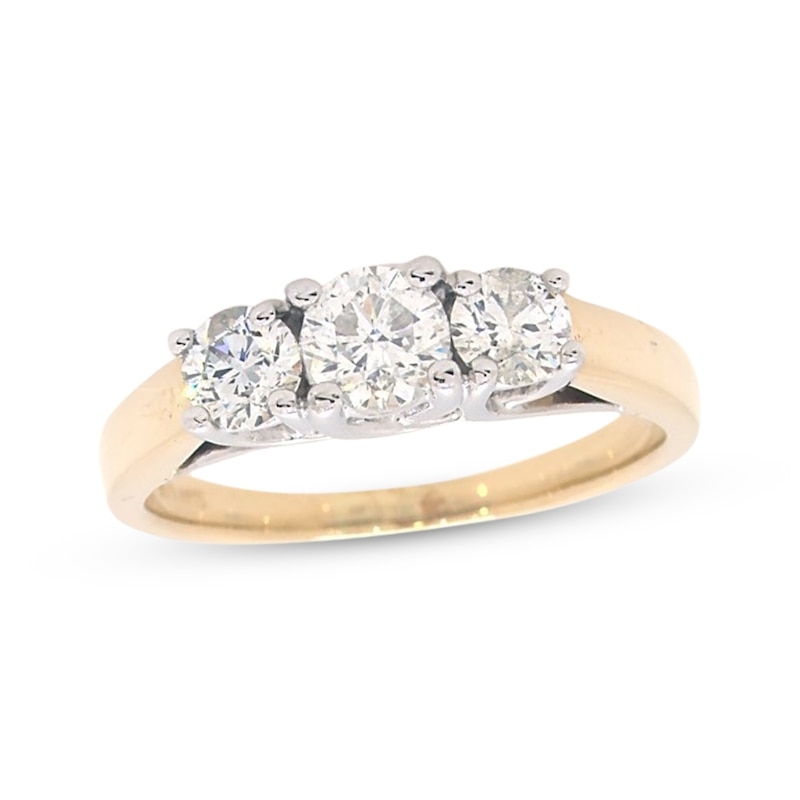 Main Image 1 of Previously Owned Three-Stone Diamond Ring 1 ct tw Round-cut 14K Yellow Gold