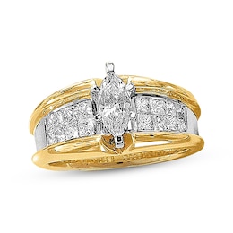 Previously Owned Diamond Engagement Ring 1-1/2 ct tw Marquise & Princess-cut 14K Yellow Gold
