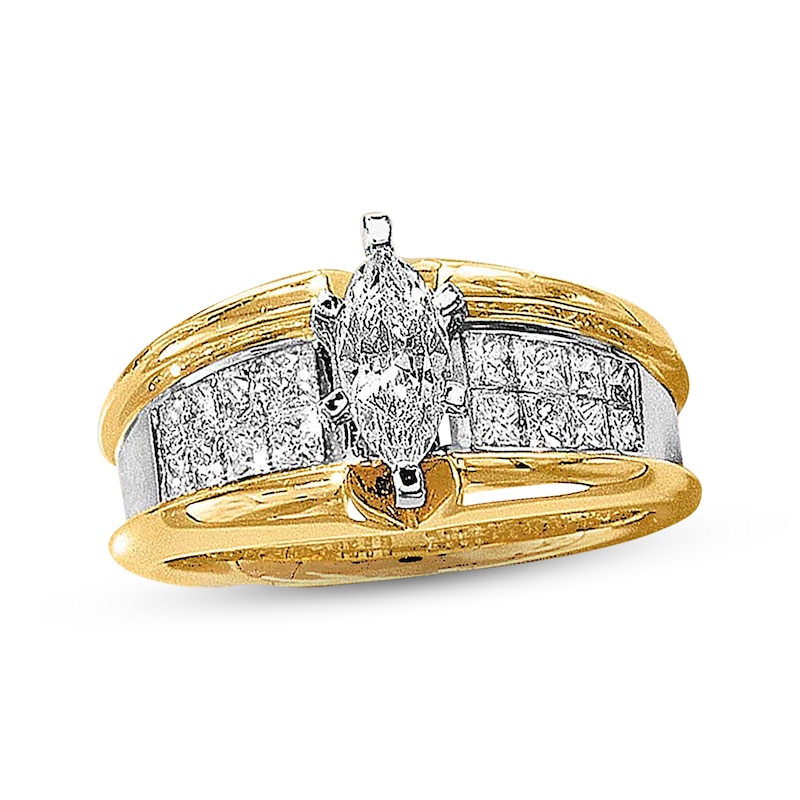 Main Image 1 of Previously Owned Diamond Engagement Ring 1-1/2 ct tw Marquise & Princess-cut 14K Yellow Gold