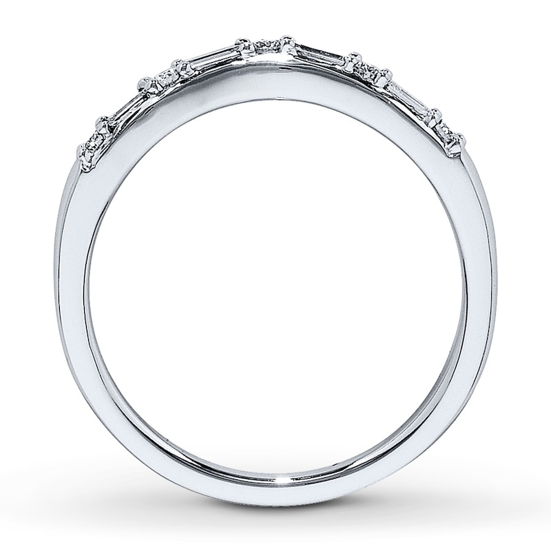 Main Image 2 of Previously Owned Diamond Band 1/4 ct tw Round & Baguette-Cut 14K White Gold