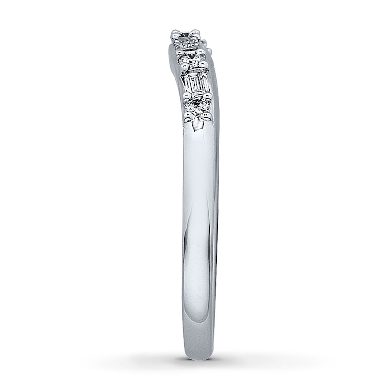 Main Image 3 of Previously Owned Diamond Band 1/4 ct tw Round & Baguette-Cut 14K White Gold