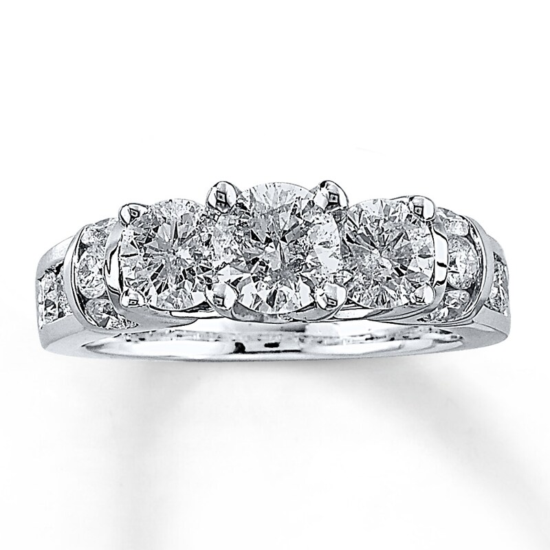 Main Image 1 of Previously Owned Three-Stone Diamond Ring 2-1/2 ct tw 14K White Gold