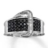 Thumbnail Image 1 of Previously Owned Black & White Diamond Belt Buckle Ring 1/2 ct tw 14K White Gold