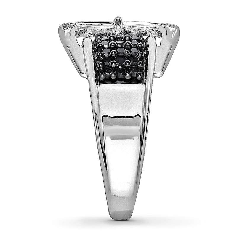 Main Image 3 of Previously Owned Black & White Diamond Belt Buckle Ring 1/2 ct tw 14K White Gold