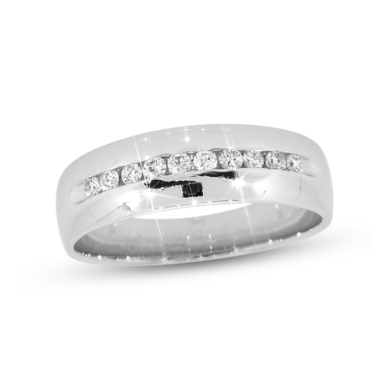 Previously Owned Men's Diamond Wedding Band 1/4 ct tw Round-cut 14K White Gold