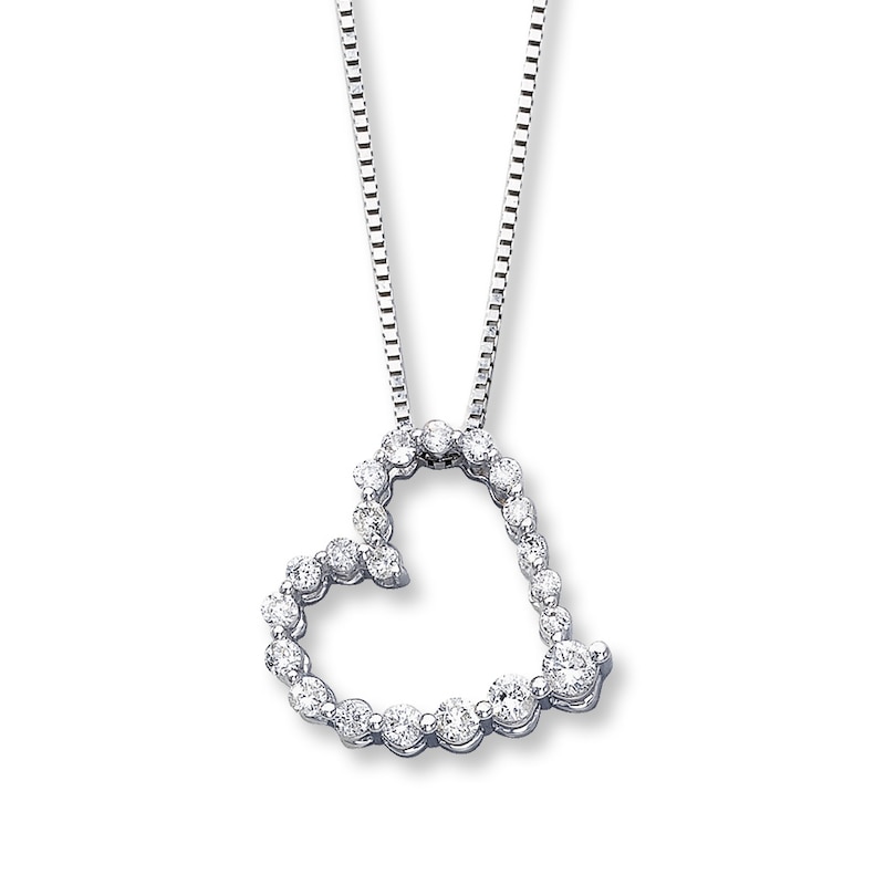 Main Image 1 of Previously Owned Necklace 1/2 cttw Diamond Heart 14K White Gold 18"