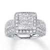 Thumbnail Image 1 of Previously Owned Engagement Ring 1 ct tw Princess & Round-cut Diamonds 14K White Gold