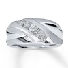 Thumbnail Image 1 of Previously Owned Men's Diamond Wedding Band 1/2 ct tw Round-cut 10K White Gold