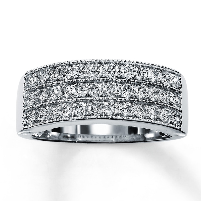 Main Image 1 of Previously Owned Anniversary Ring 1 ct tw Round-cut Diamonds 10K White Gold