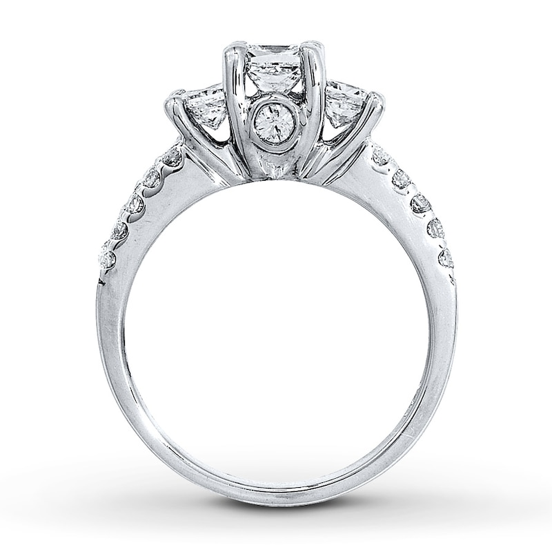 Main Image 2 of Previously Owned Three-Stone Diamond Engagement Ring 1-1/2 ct tw Princess & Round 14K White Gold