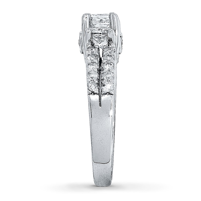 Main Image 3 of Previously Owned Three-Stone Diamond Engagement Ring 1-1/2 ct tw Princess & Round 14K White Gold