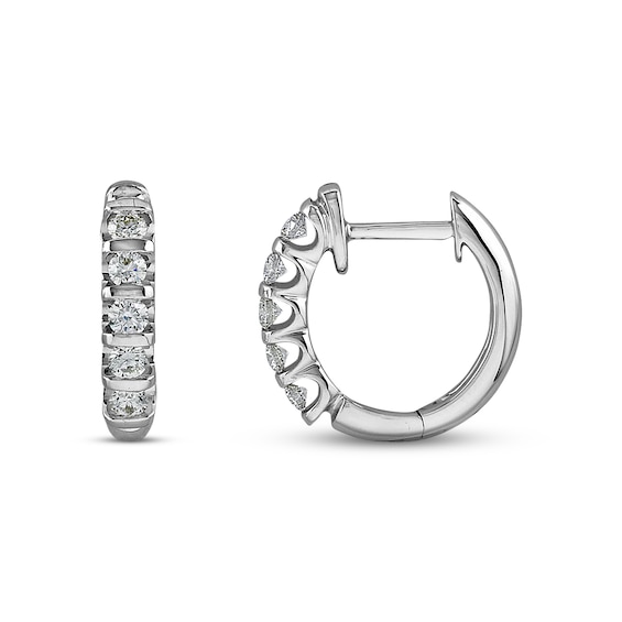 Previously Owned Diamond Hoop Earrings 1/8 ct tw Round-Cut 18K White Gold