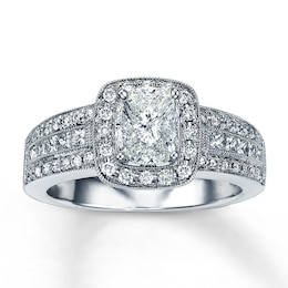 Previously Owned Diamond Engagement Ring 1 ct tw Princess & Round 14K White Gold