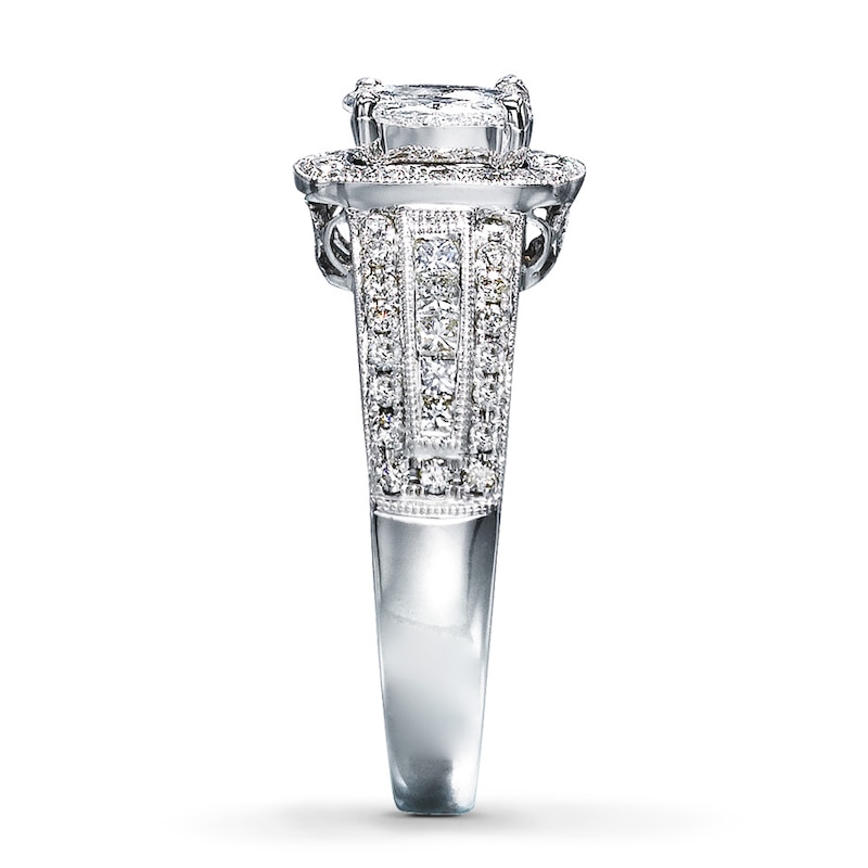 Main Image 3 of Previously Owned Diamond Engagement Ring 1 ct tw Princess & Round 14K White Gold