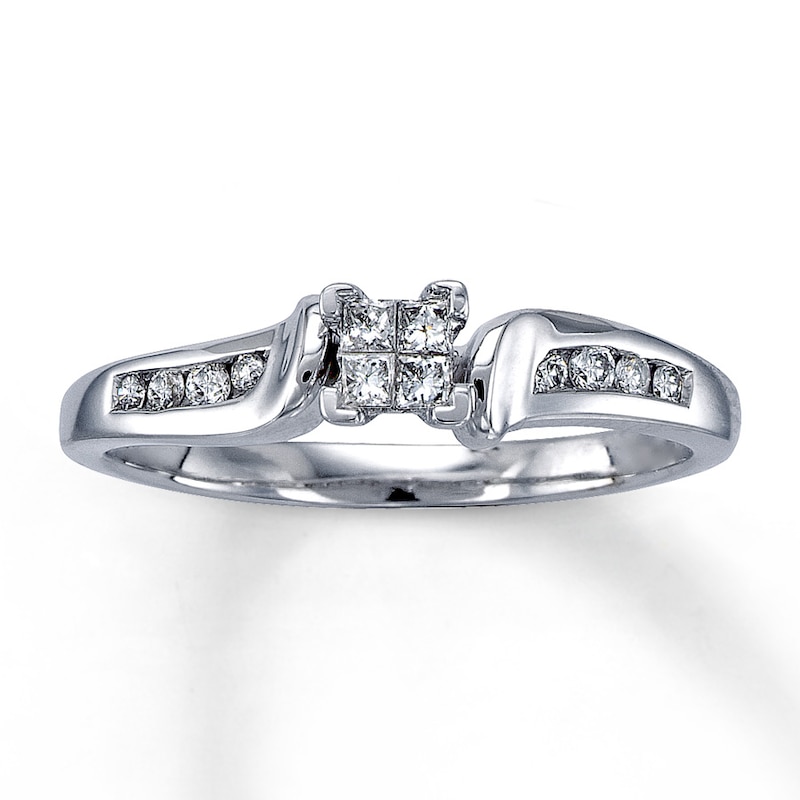 Main Image 1 of Previously Owned Diamond Ring 1/5 ct tw Princess & Round 10K White Gold