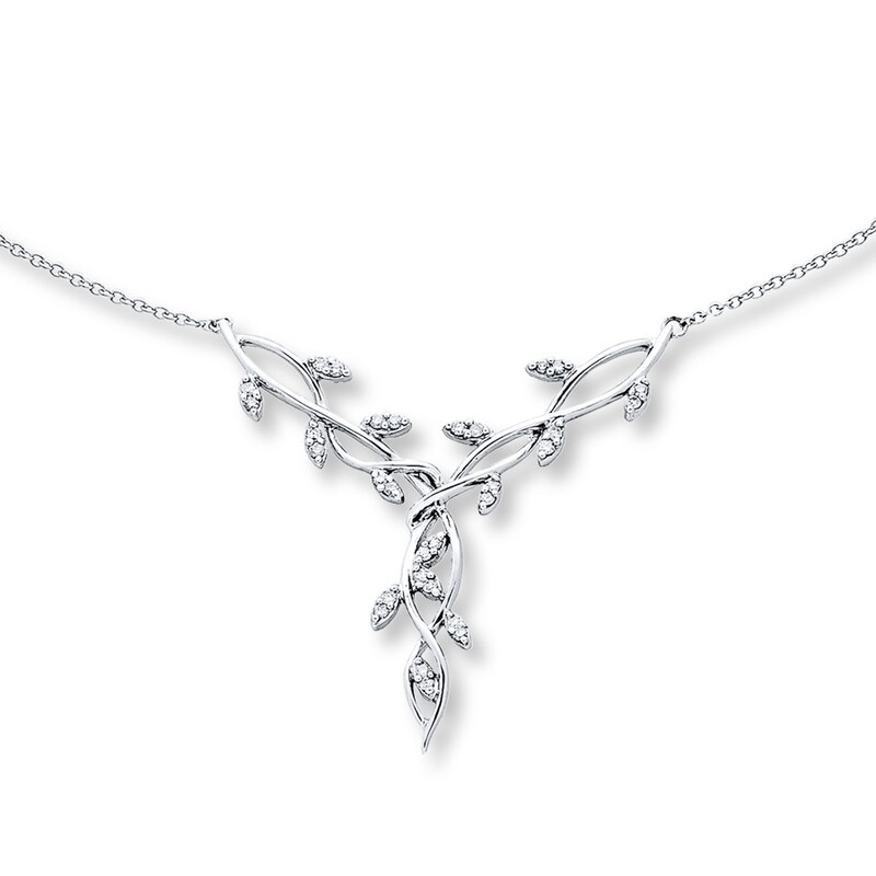 Main Image 1 of Previously Owned Diamond Necklace 1/2 ct tw Round-cut 14K White Gold 17"