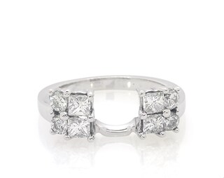 Previously Owned Princess & Round-Cut Diamond Enhancer Ring 1 ct tw 14K ...
