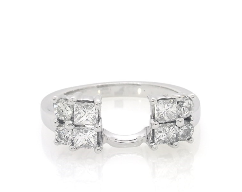 Main Image 1 of Previously Owned Princess & Round-Cut Diamond Enhancer Ring 1 ct tw 14K White Gold