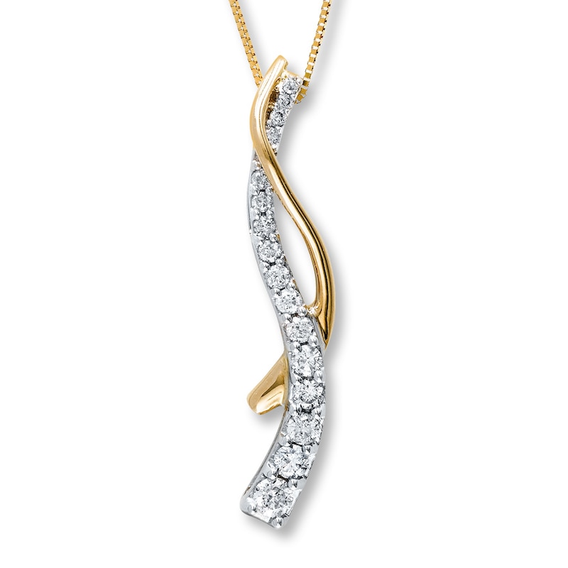 Main Image 1 of Previously Owned Journey Diamond Necklace 1/2 ct tw Round-cut 14K Two-Tone Gold 18"