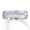 Thumbnail Image 1 of Previously Owned Diamond Men's Wedding Band 3/4 ct tw Square-cut 14K White Gold Size 10.25