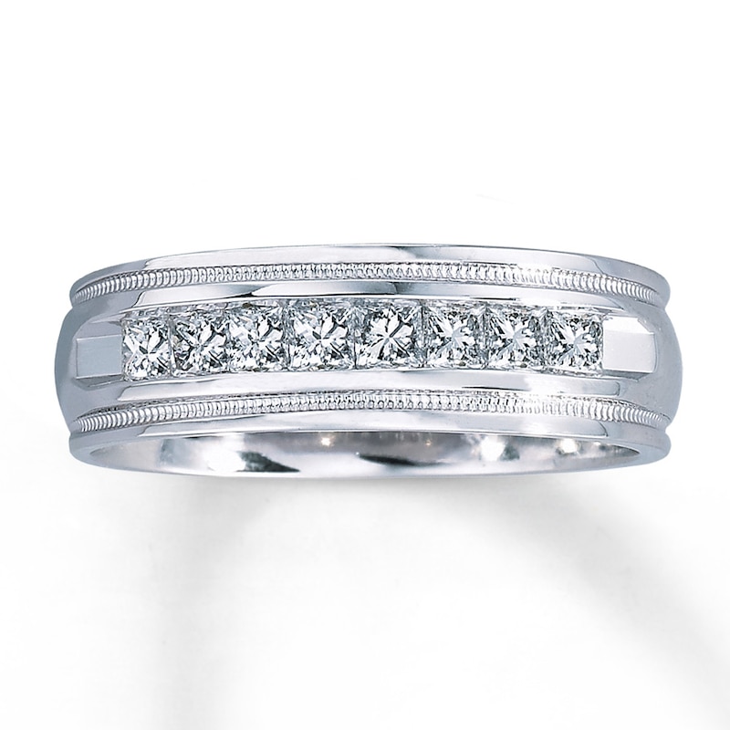 Main Image 1 of Previously Owned Diamond Men's Wedding Band 3/4 ct tw Square-cut 14K White Gold Size 10.25