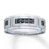 Thumbnail Image 0 of Previously Owned Men's Black Diamond Wedding Band 1/4 ct tw Round-cut 10K White Gold