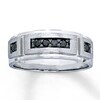 Thumbnail Image 1 of Previously Owned Men's Black Diamond Wedding Band 1/4 ct tw Round-cut 10K White Gold