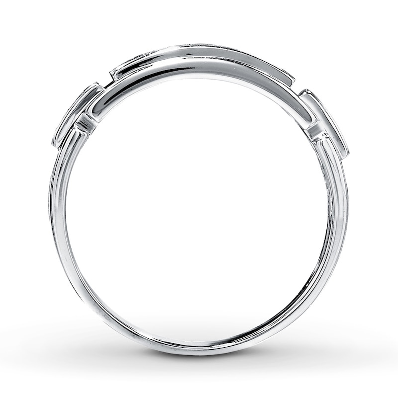 Main Image 2 of Previously Owned Men's Black Diamond Wedding Band 1/4 ct tw Round-cut 10K White Gold