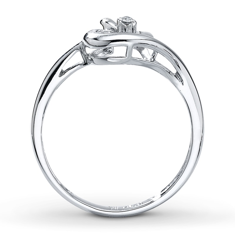 Main Image 2 of Previously Owned Heart Ring Diamond Accents 10K White Gold