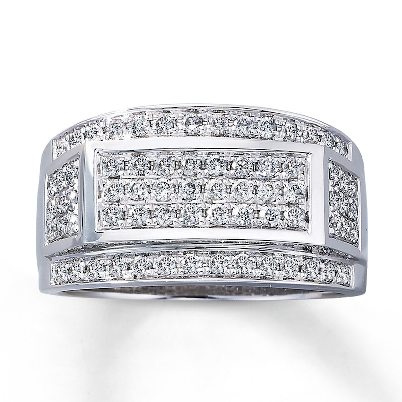 Previously Owned Men's Ring 1 ct tw Round-cut Diamonds 10K White Gold